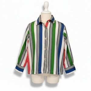 VTG 60s Ruth of Carolina Rainbow Stripe Shirt‎ Girls Size M - Retro Boho Blouse